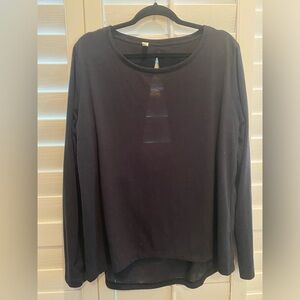 Under Armour Heat Gear Active Wear Long Sleeve Open Back Black Shirt Size XL